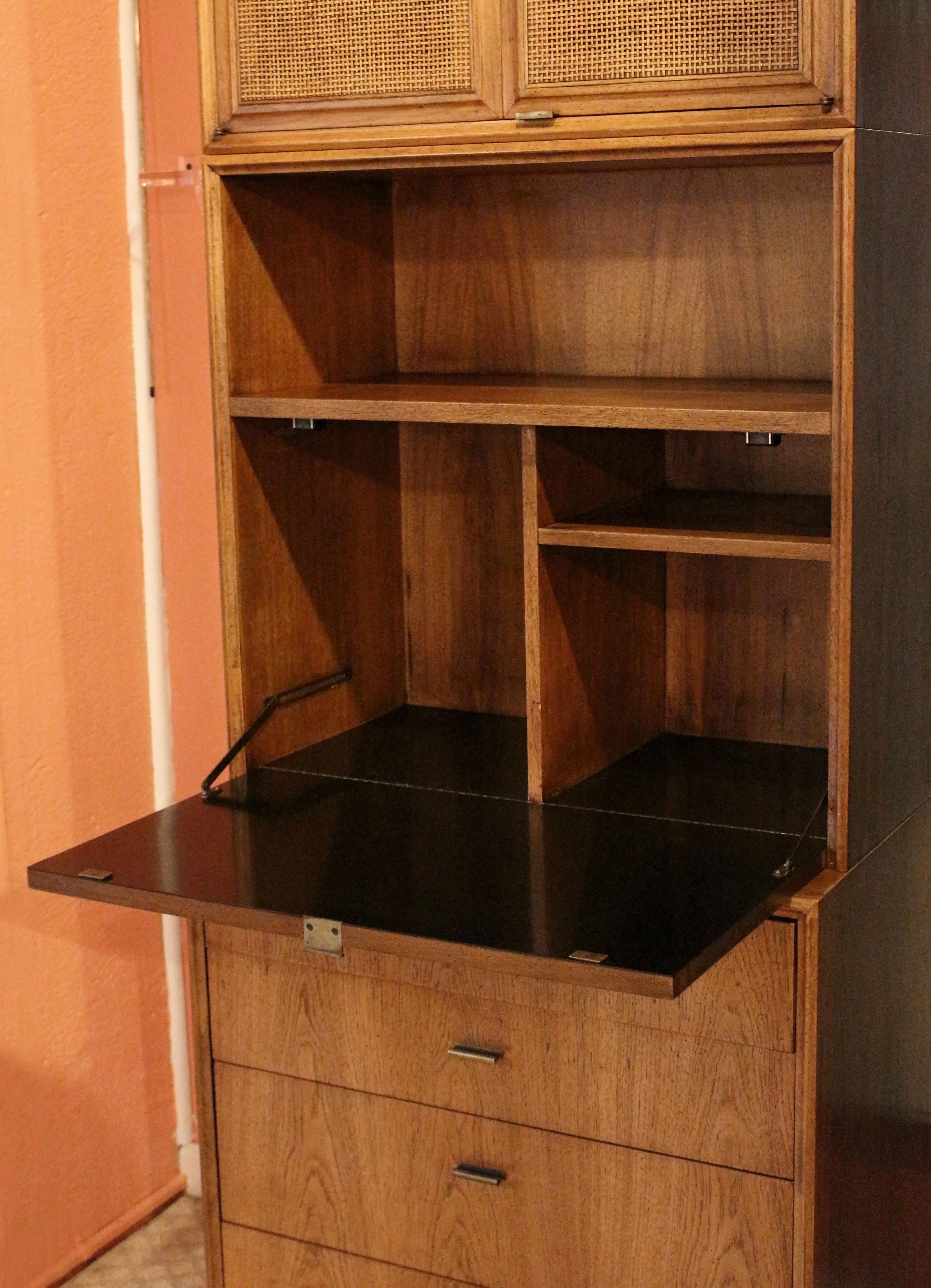 20th Century 1960's Mid-Century Modern Three-Part Founders Cabinet in Solid Pecan