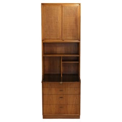 1960's Mid-Century Modern Three-Part Founders Cabinet in Solid Pecan