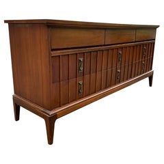 1960s Mid Century Modern Triple Dresser with Brass Hardware
