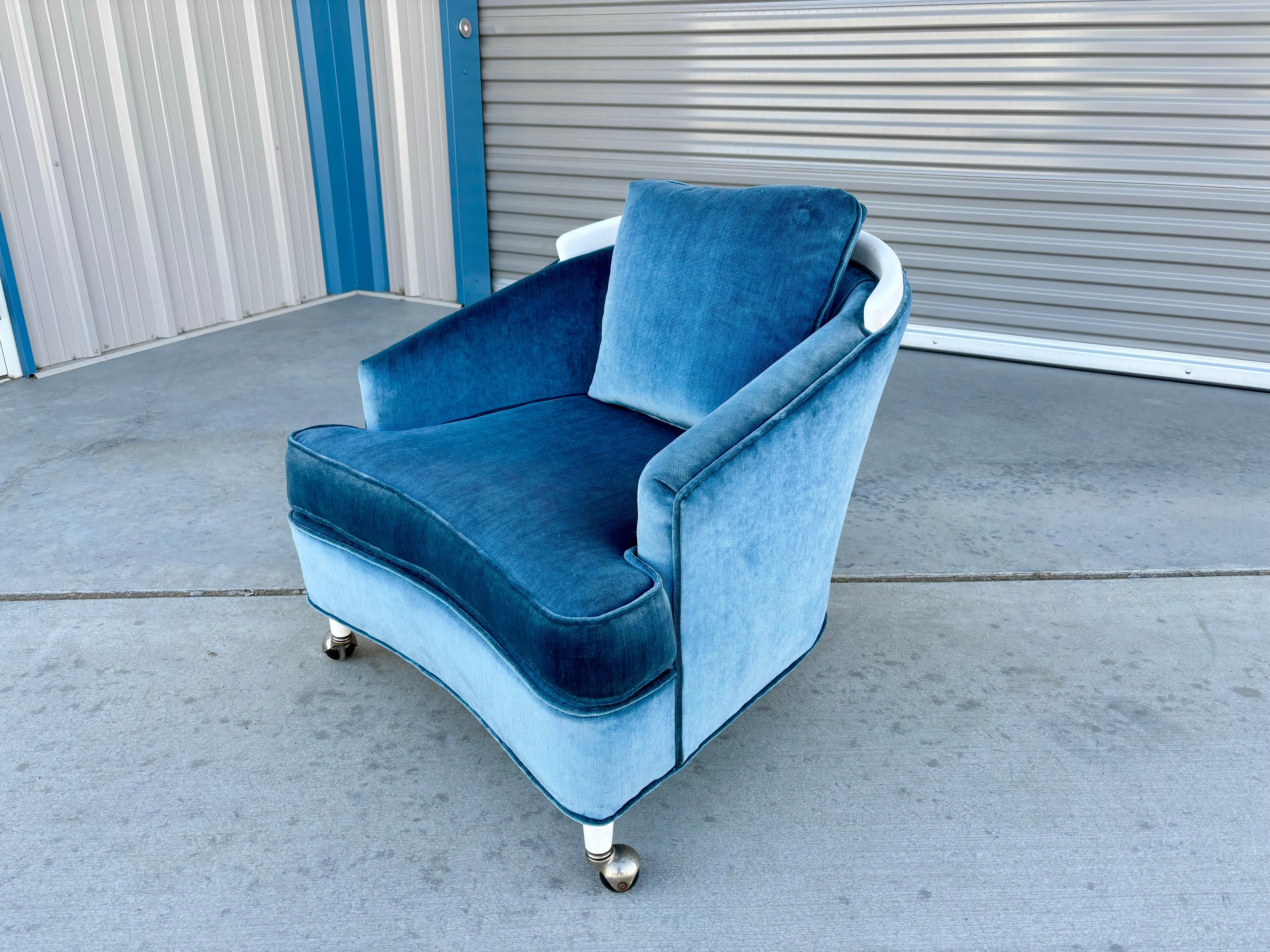 1960s Mid Century Modern Velvet Lounge Chairs - Set of 2 For Sale 7