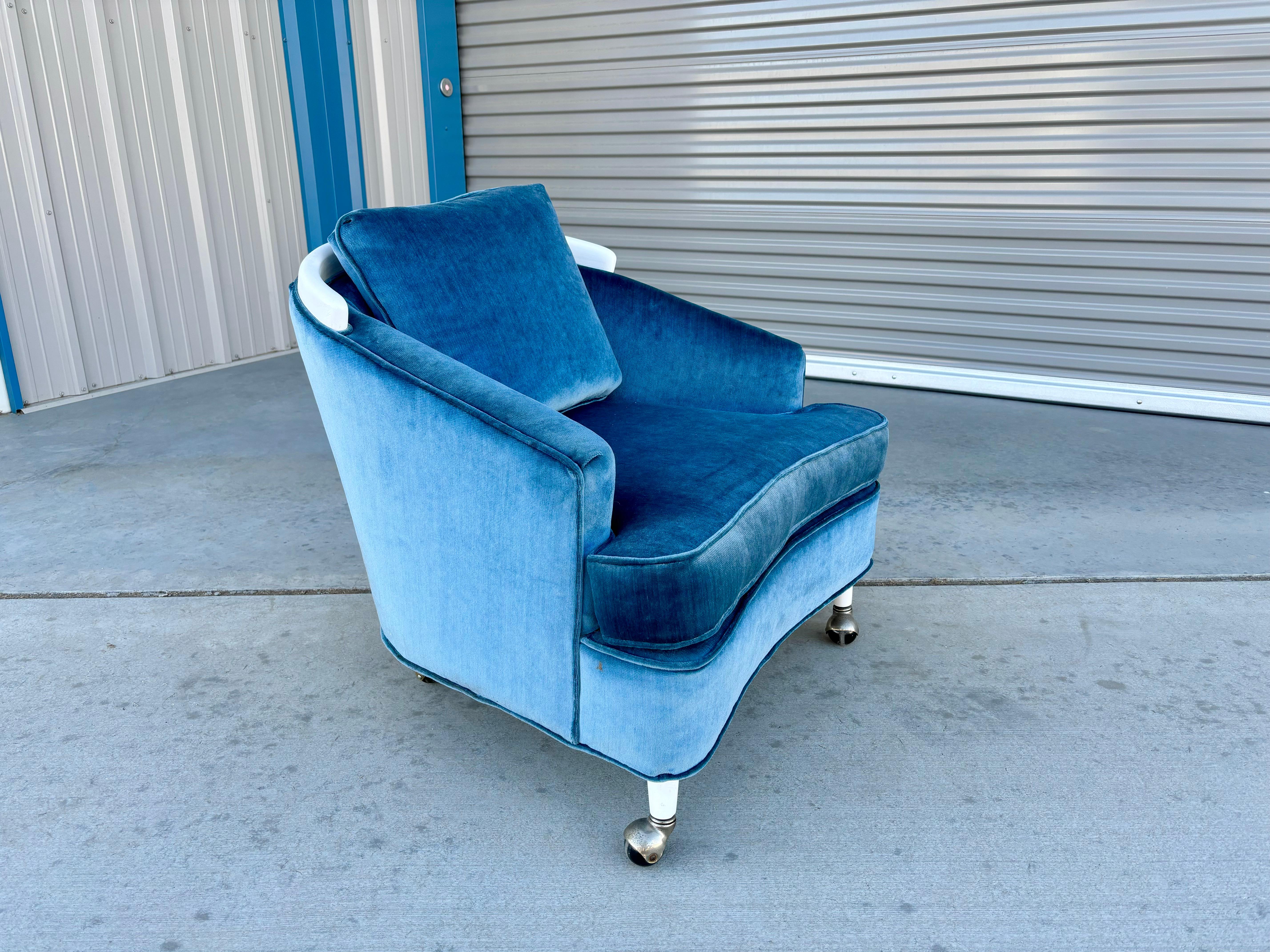1960s Mid Century Modern Velvet Lounge Chairs - Set of 2 For Sale 8