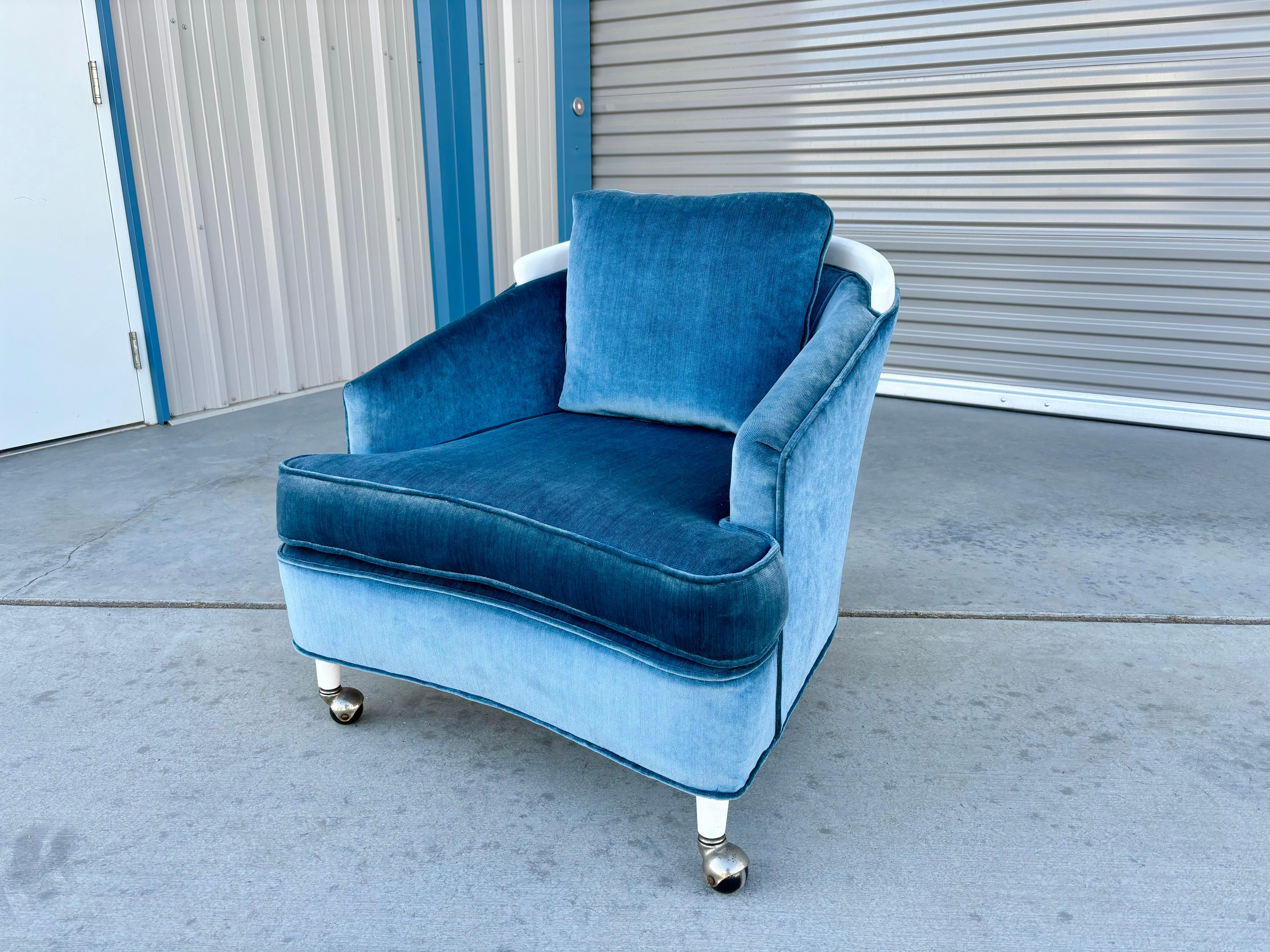 1960s Mid Century Modern Velvet Lounge Chairs - Set of 2 For Sale 1