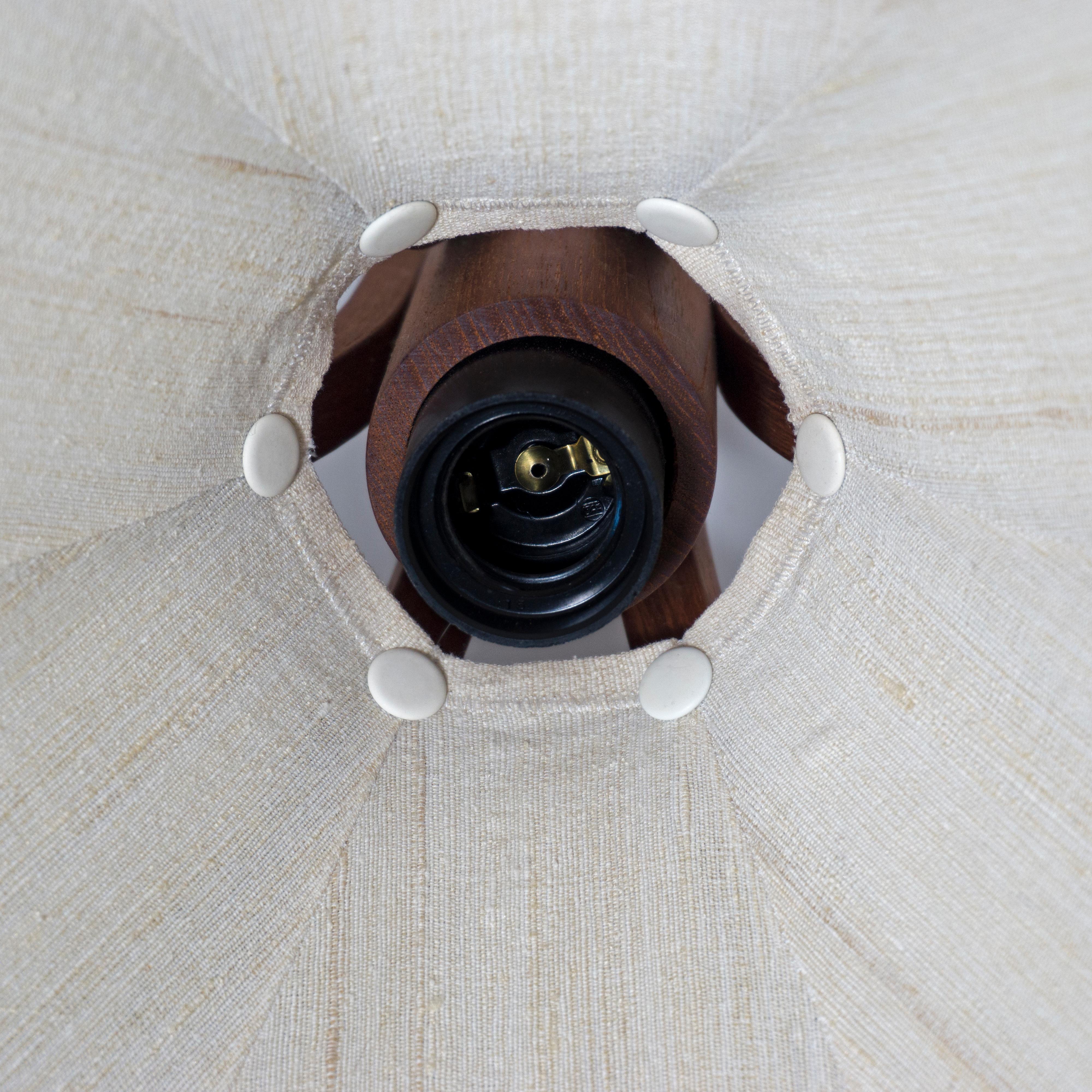 1960s Mid-Century Modern Vintage Domus Teak Linen Counterweight Pendant Lamp 2