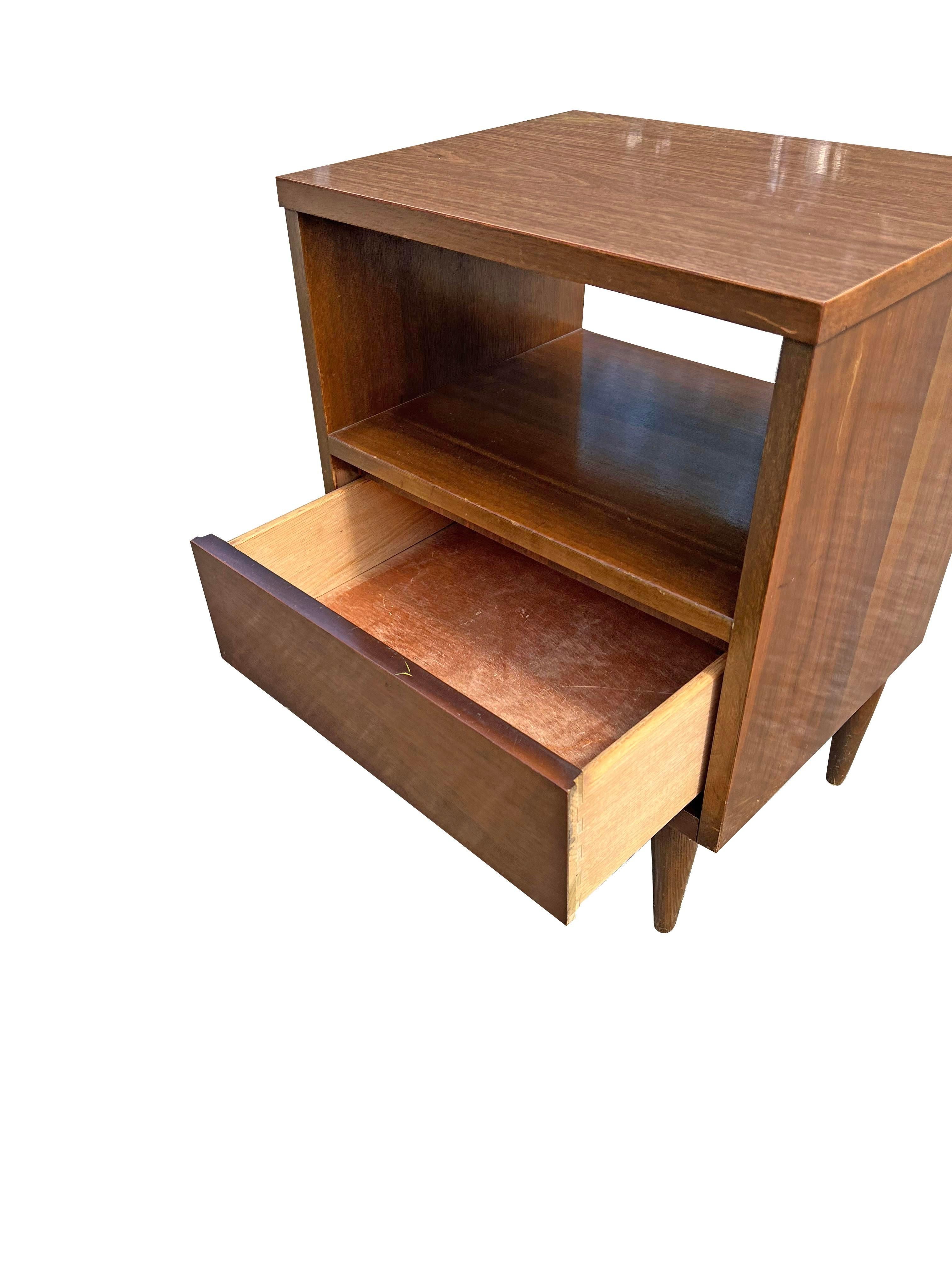 Mid-Century Modern 1960s Mid Century Modern Vintage Single Nightstand With Drawer For Sale