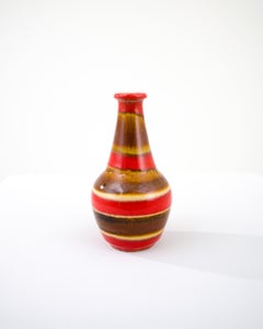 Mid-Century Modern Ceramic Vase, W. Germany, Textured Stripes