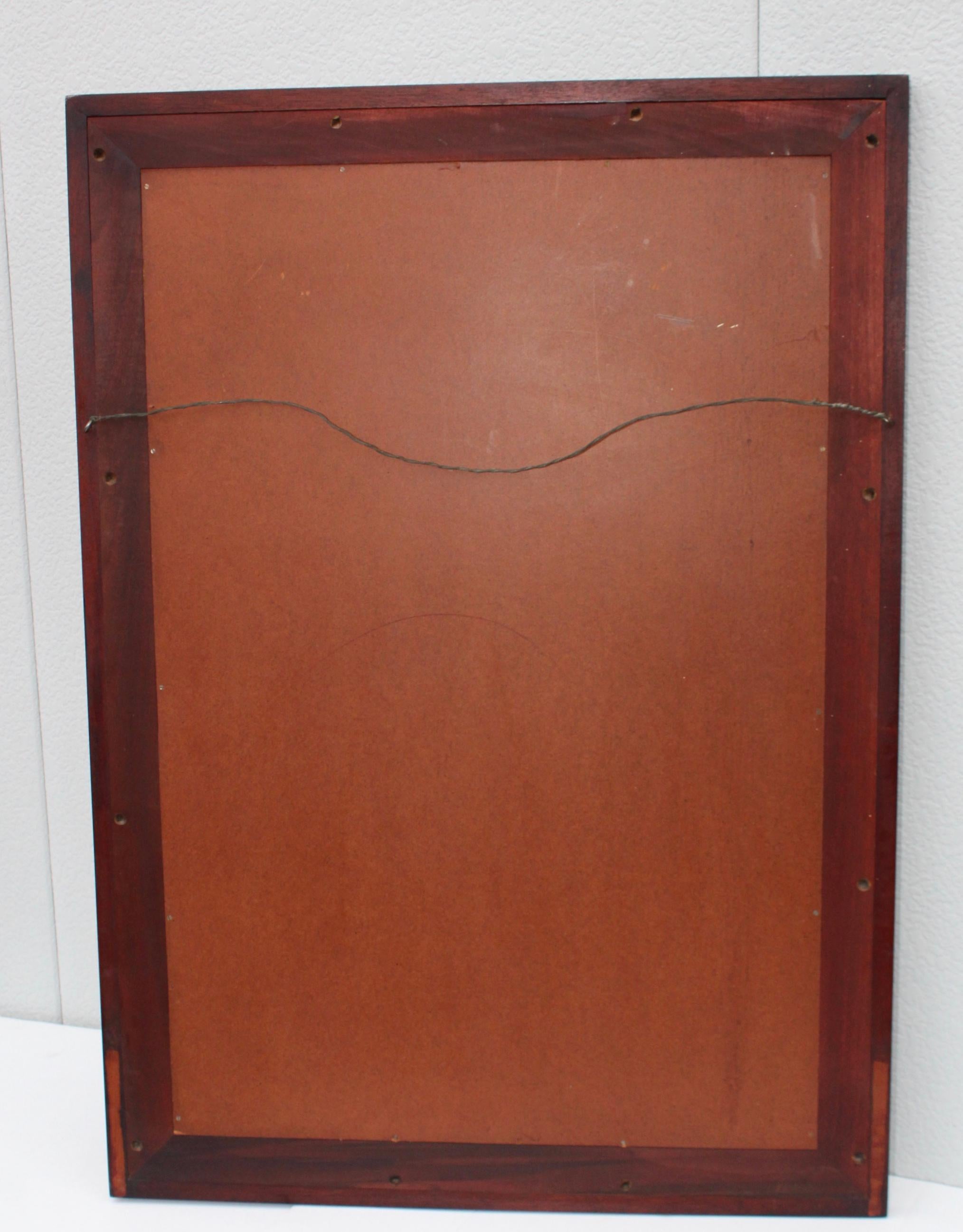 1960s Mid-Century Modern Walnut and Brass Mirror by Grosfeld House For Sale 4