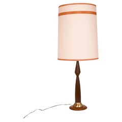 1960s Mid Century Modern Walnut and Brass Table Lamp 