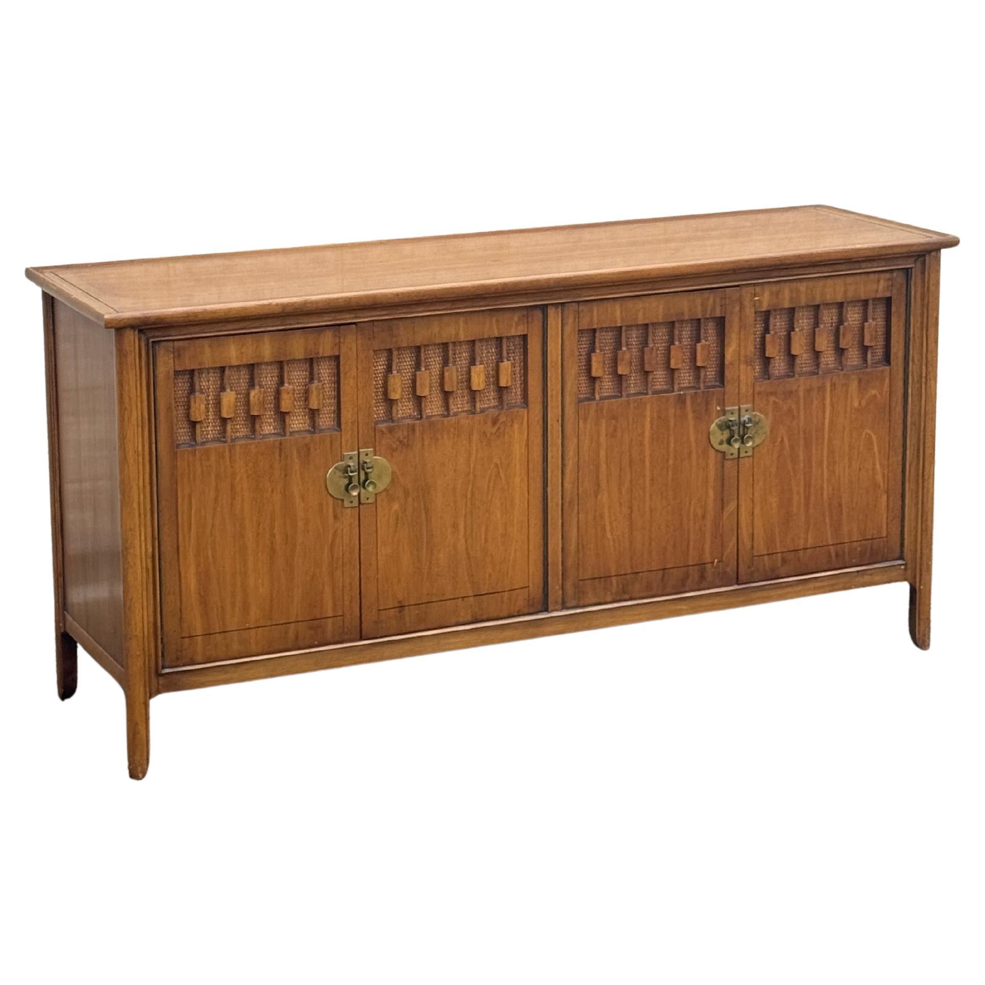 1960s Mid-Century Modern Walnut 
Brass Buffet Credenza
