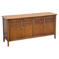 1960s Mid-Century Modern Walnut 
Brass Buffet Credenza
