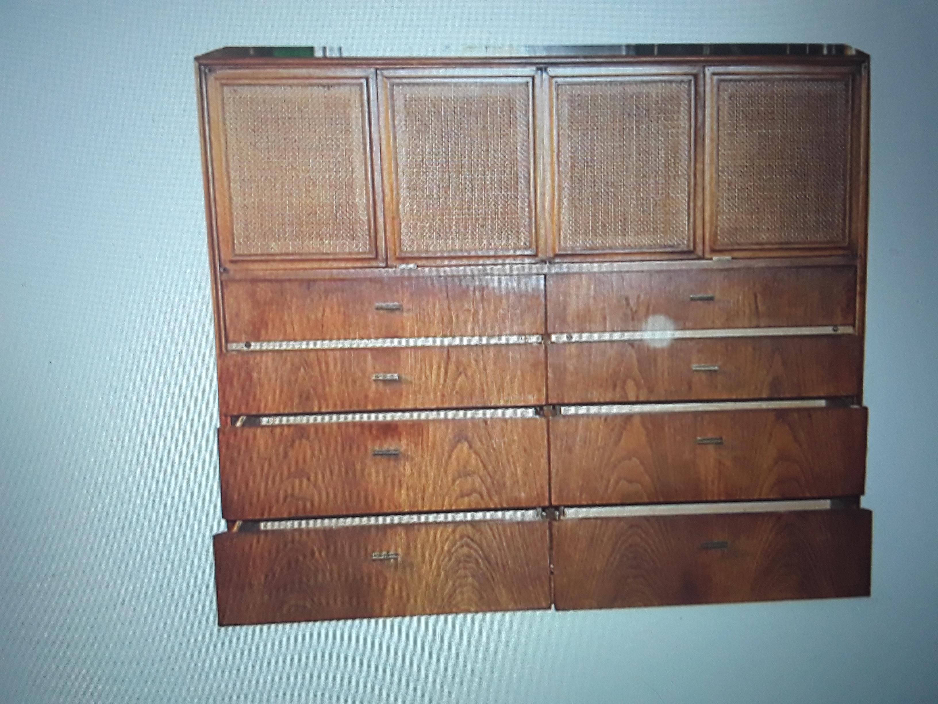 1960's MCM Chest of Drawers with 4 Cane Panelled Storage on Top. Great storage space. Cane in very good condition.