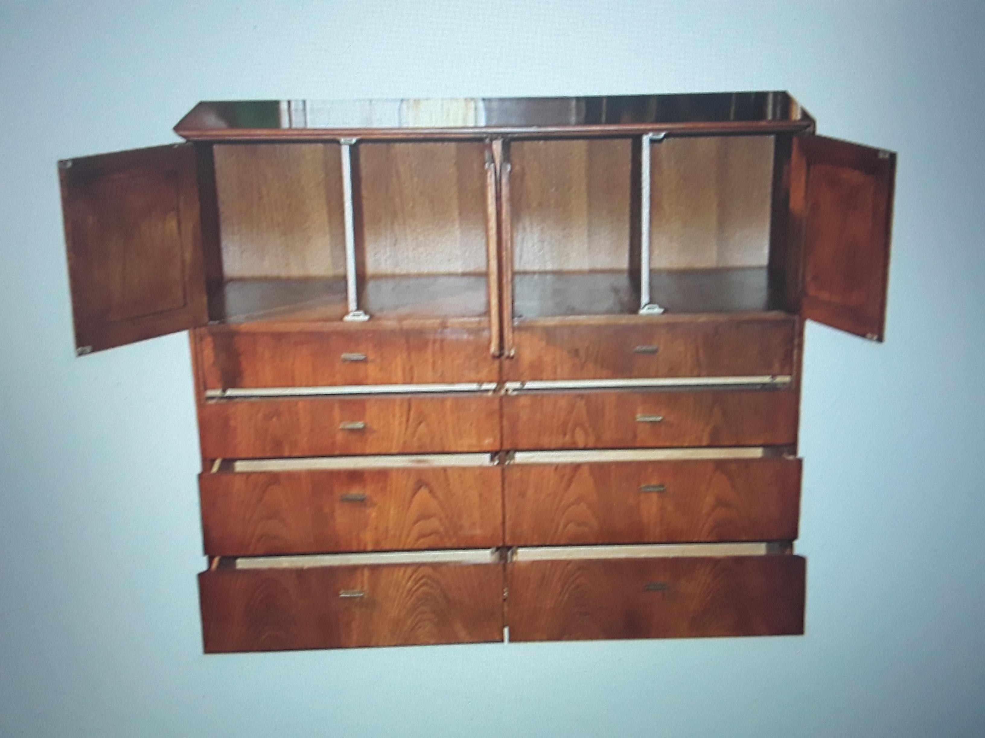 1960's Mid Century Modern Walnut Chest of Drawers with 4 Caned Panels For Sale 1