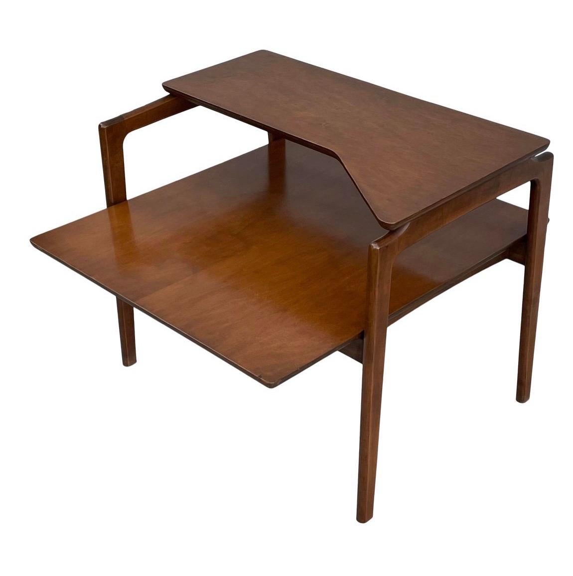 1960s Mid-Century Modern Walnut Corner Step Table