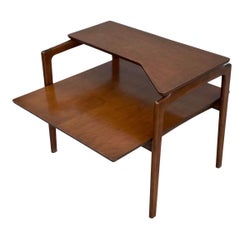 1960s Mid-Century Modern Walnut Corner Step Table