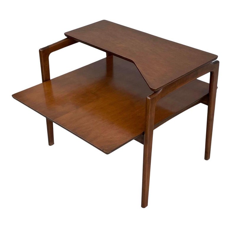 1960s MidCentury Modern Walnut Corner Step Table For Sale at 1stDibs