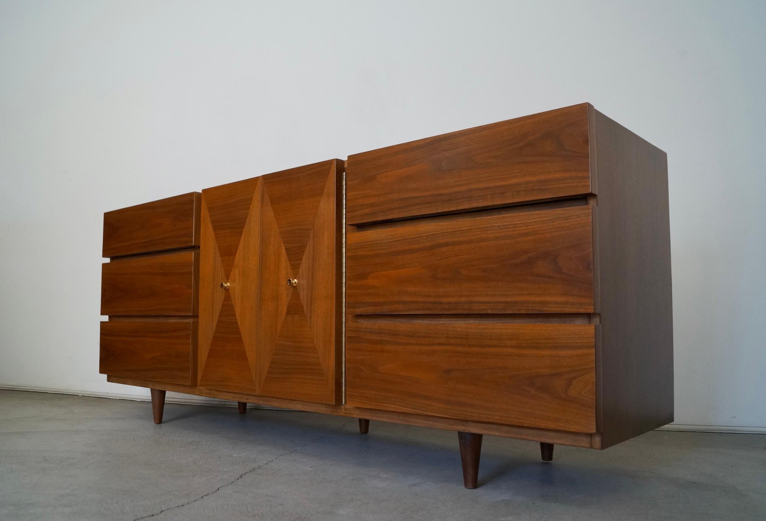Mid-20th Century 1960s Mid-Century Modern Walnut Credenza / Dresser by American of Martinsville
