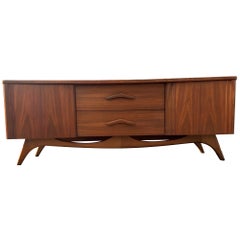 1960s Mid-Century Modern Walnut Curved Front Credenza
