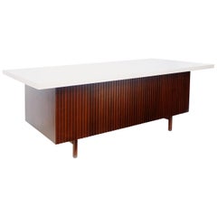 Vintage 1960s Mid-Century Modern Walnut Executive Desk by Charles Deaton for Leopold
