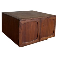 1960s Mid-Century Modern Walnut Modular Cabinet, Record Cabinet, side table