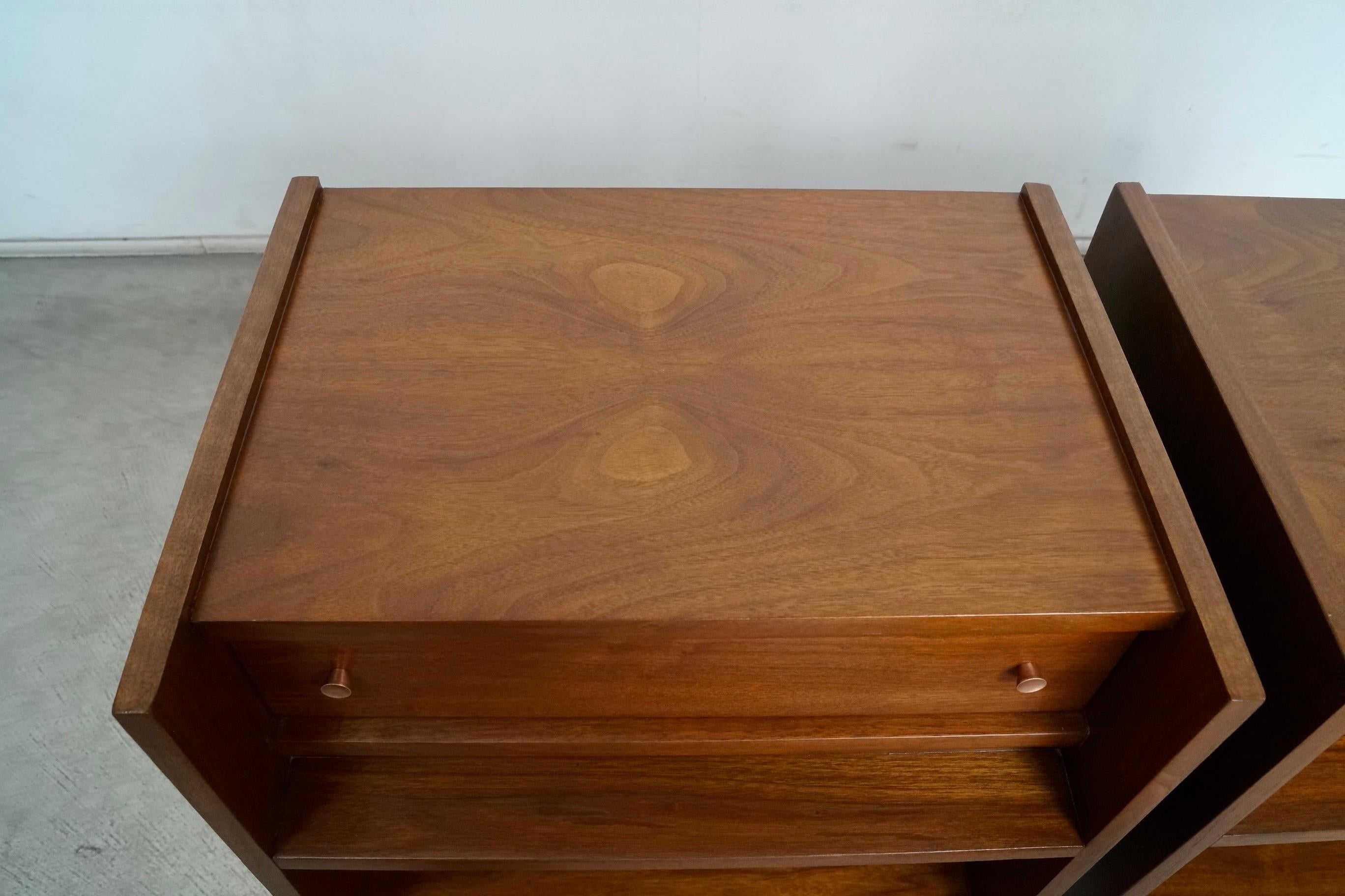1960's Mid-Century Modern Walnut Nightstands - a Pair 7