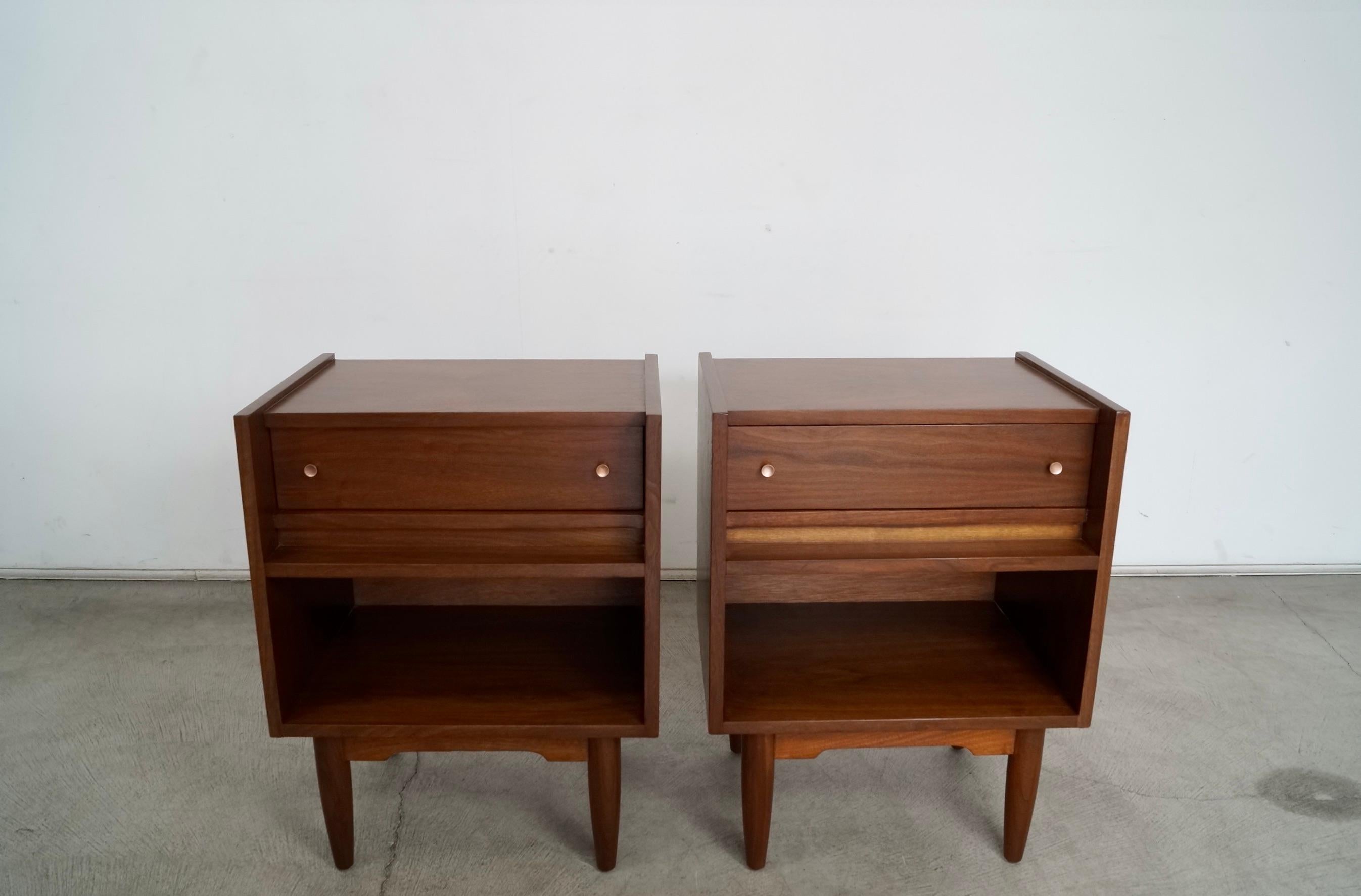 1960's Mid-Century Modern Walnut Nightstands - a Pair In Good Condition In Burbank, CA