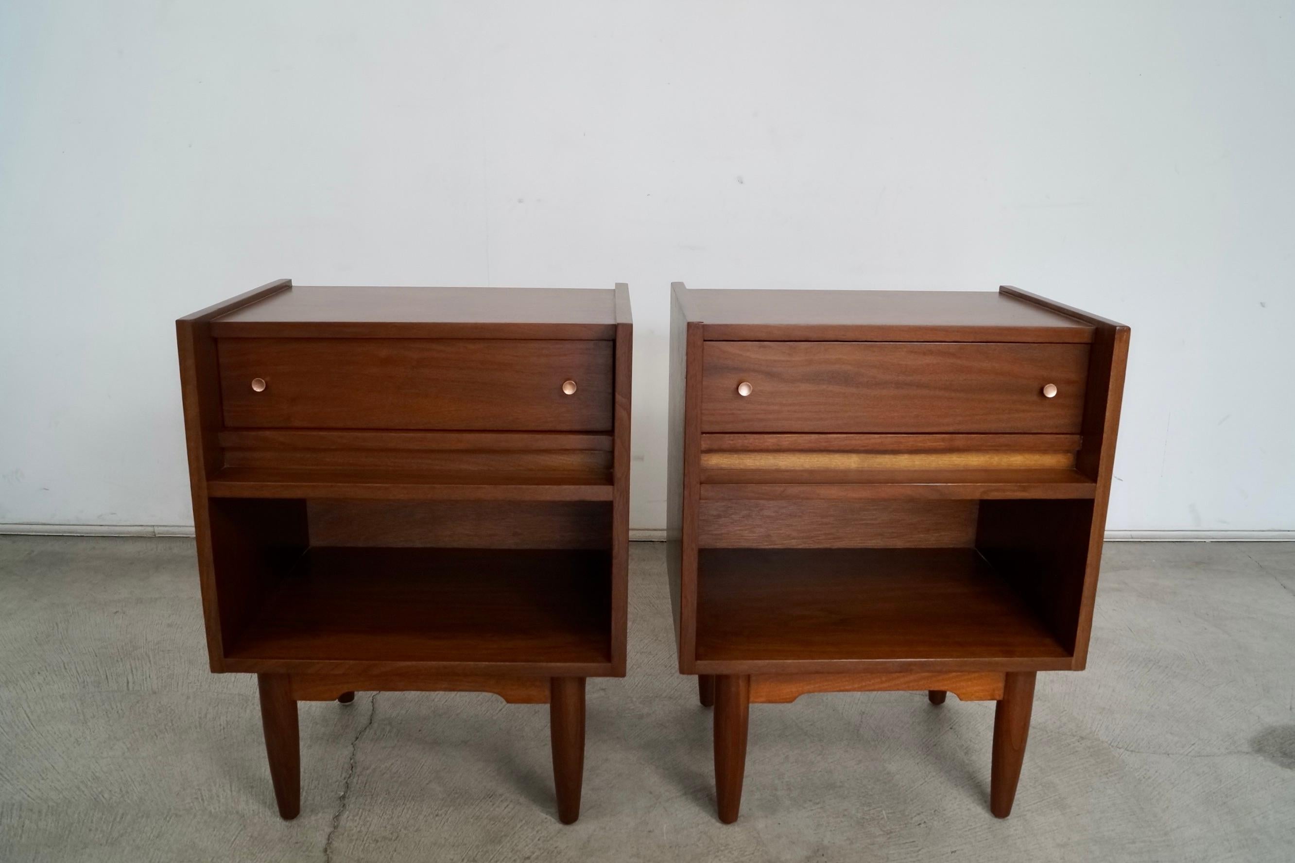 Mid-20th Century 1960's Mid-Century Modern Walnut Nightstands - a Pair