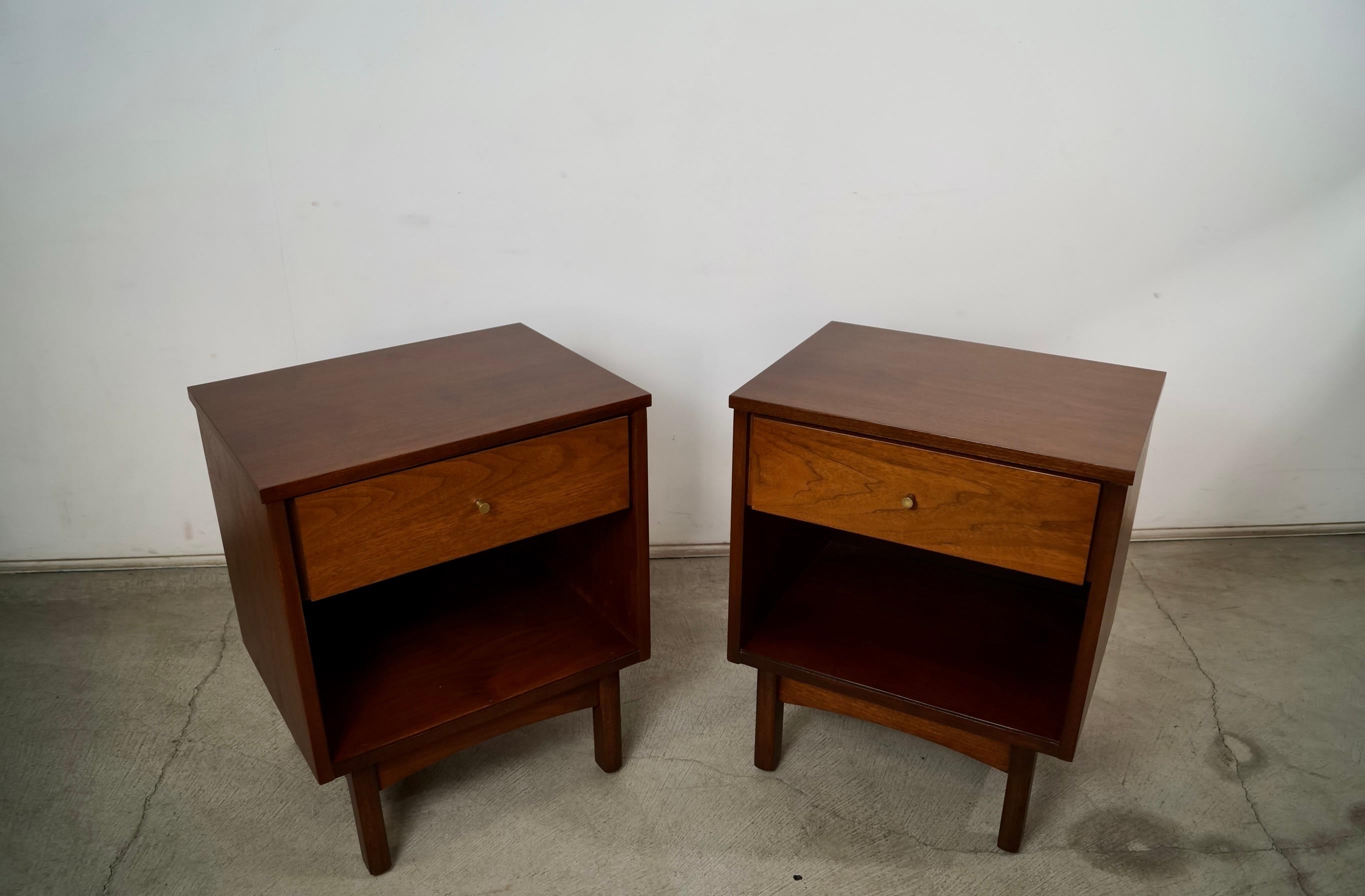 Mid-20th Century 1960's Mid-Century Modern Walnut Nightstands - a Pair For Sale