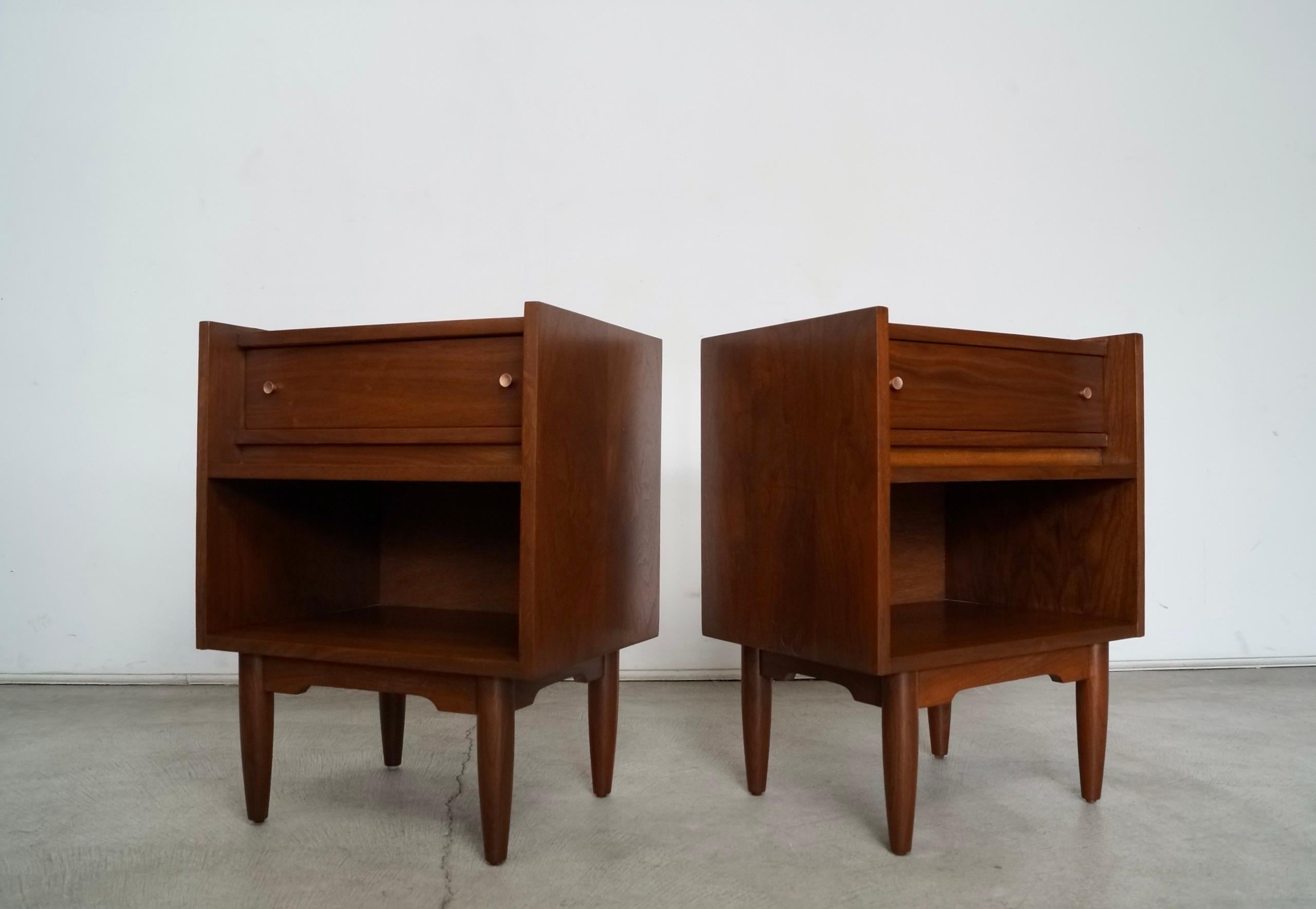 1960's Mid-Century Modern Walnut Nightstands - a Pair 1