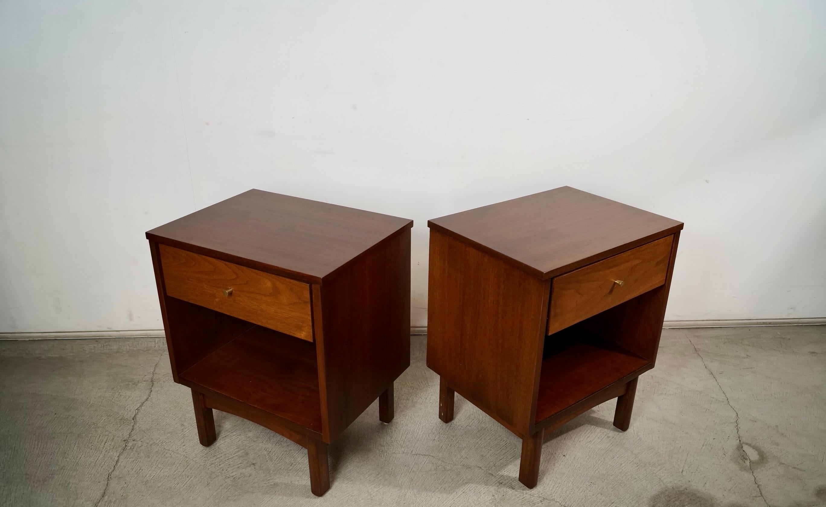 1960's Mid-Century Modern Walnut Nightstands - a Pair For Sale 1