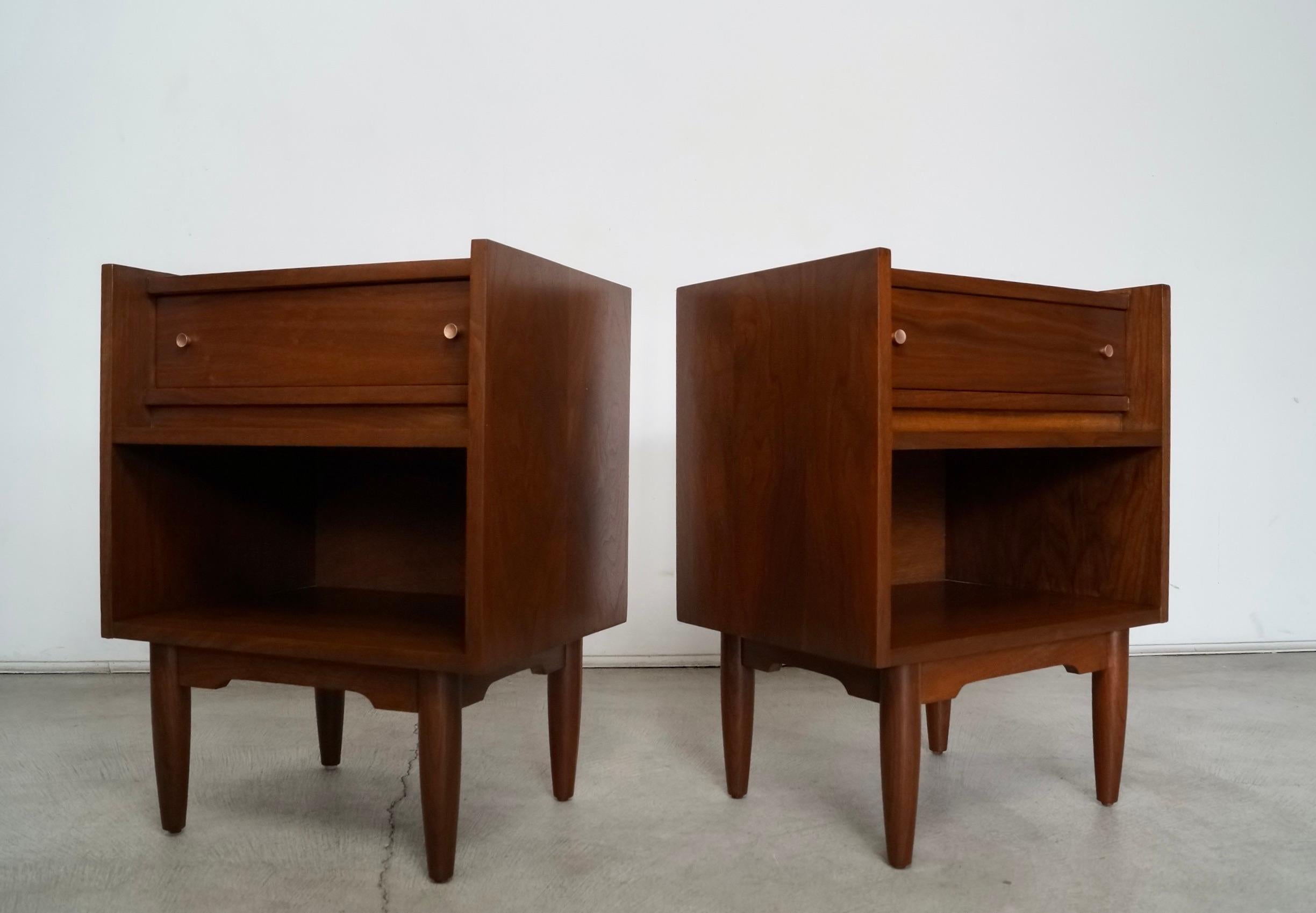 1960's Mid-Century Modern Walnut Nightstands - a Pair For Sale 2
