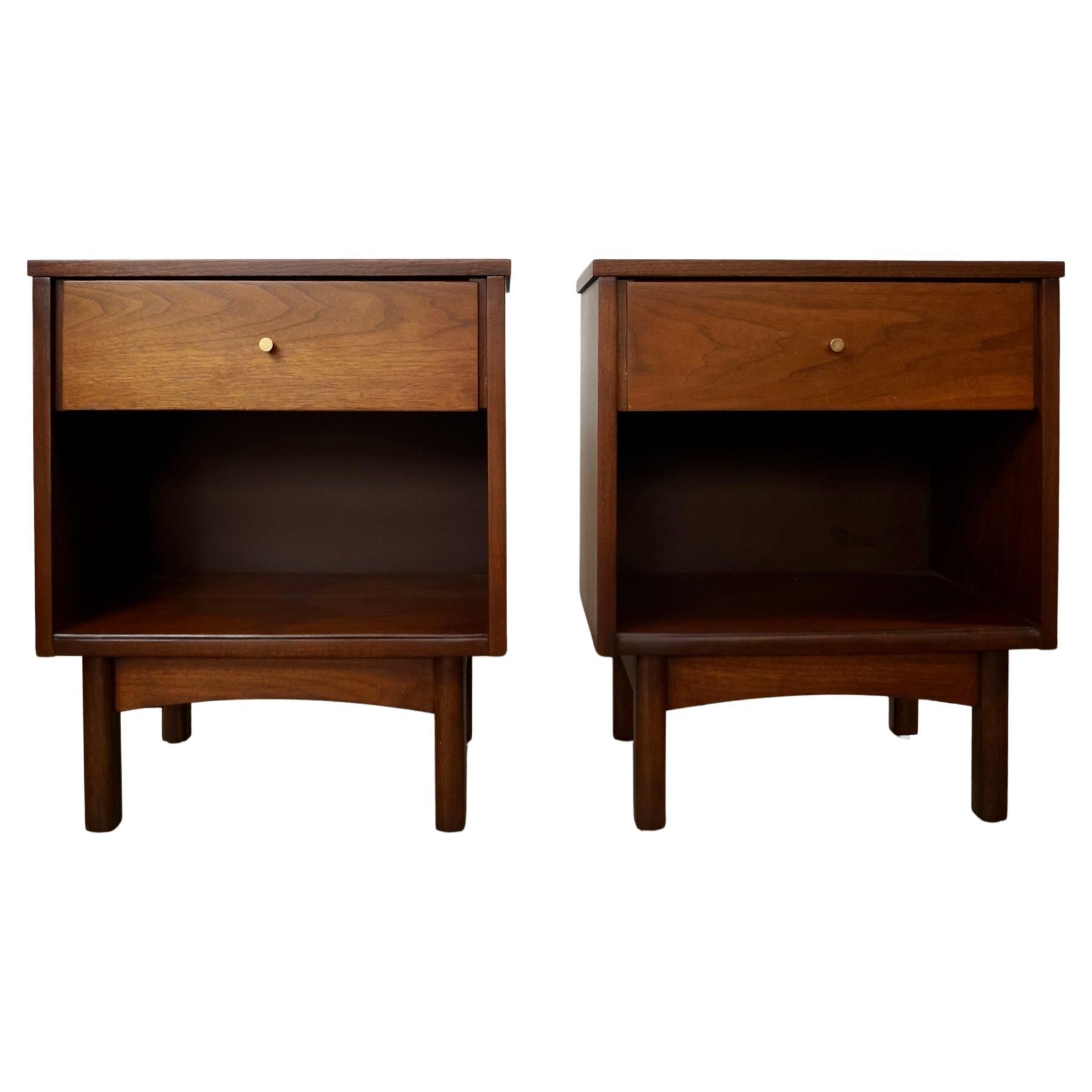 1960's Mid-Century Modern Walnut Nightstands - a Pair