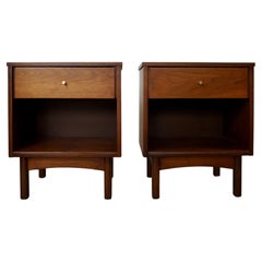 1960's Mid-Century Modern Walnut Nightstands - a Pair