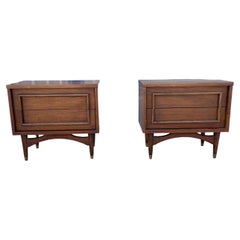 1960s Mid Century Modern Walnut Nightstands