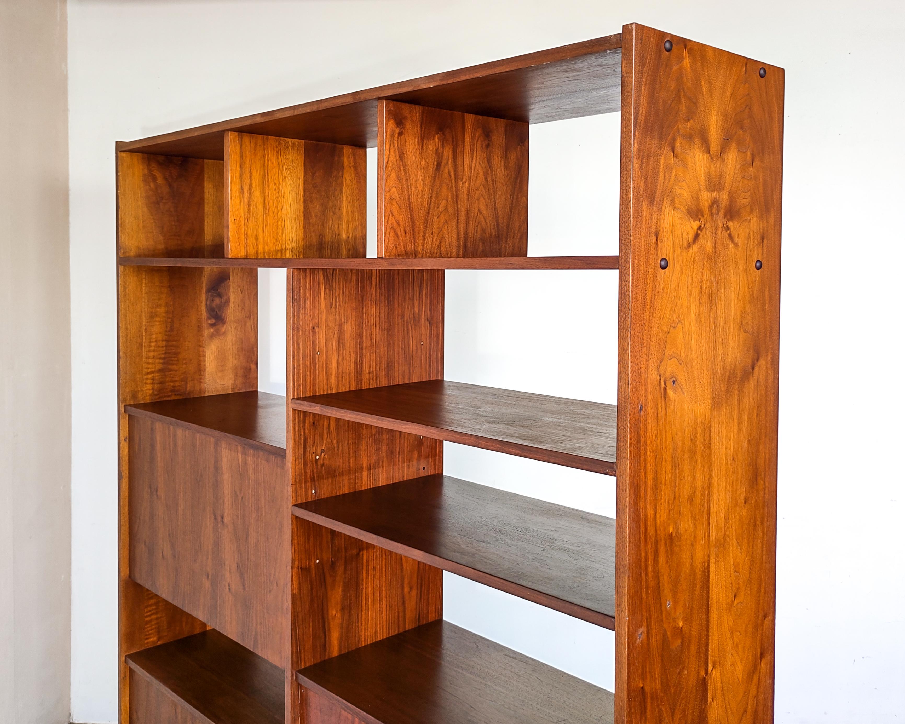 1960s Mid-Century Modern Walnut Room Divider / Wall Unit with Drop-Down Desk 7