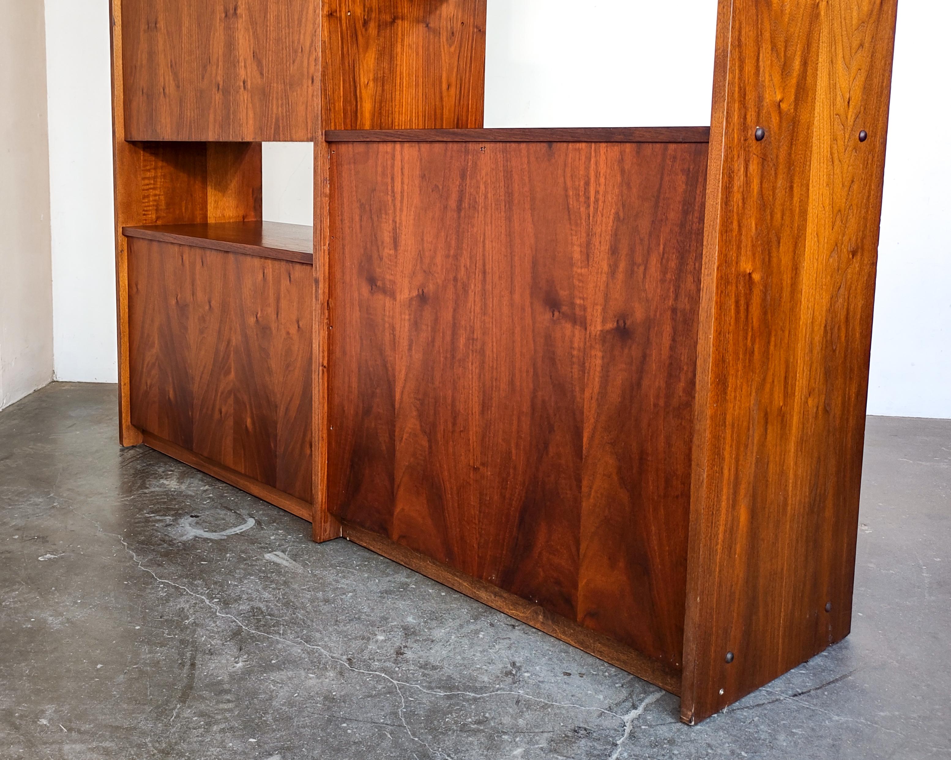 1960s Mid-Century Modern Walnut Room Divider / Wall Unit with Drop-Down Desk 8