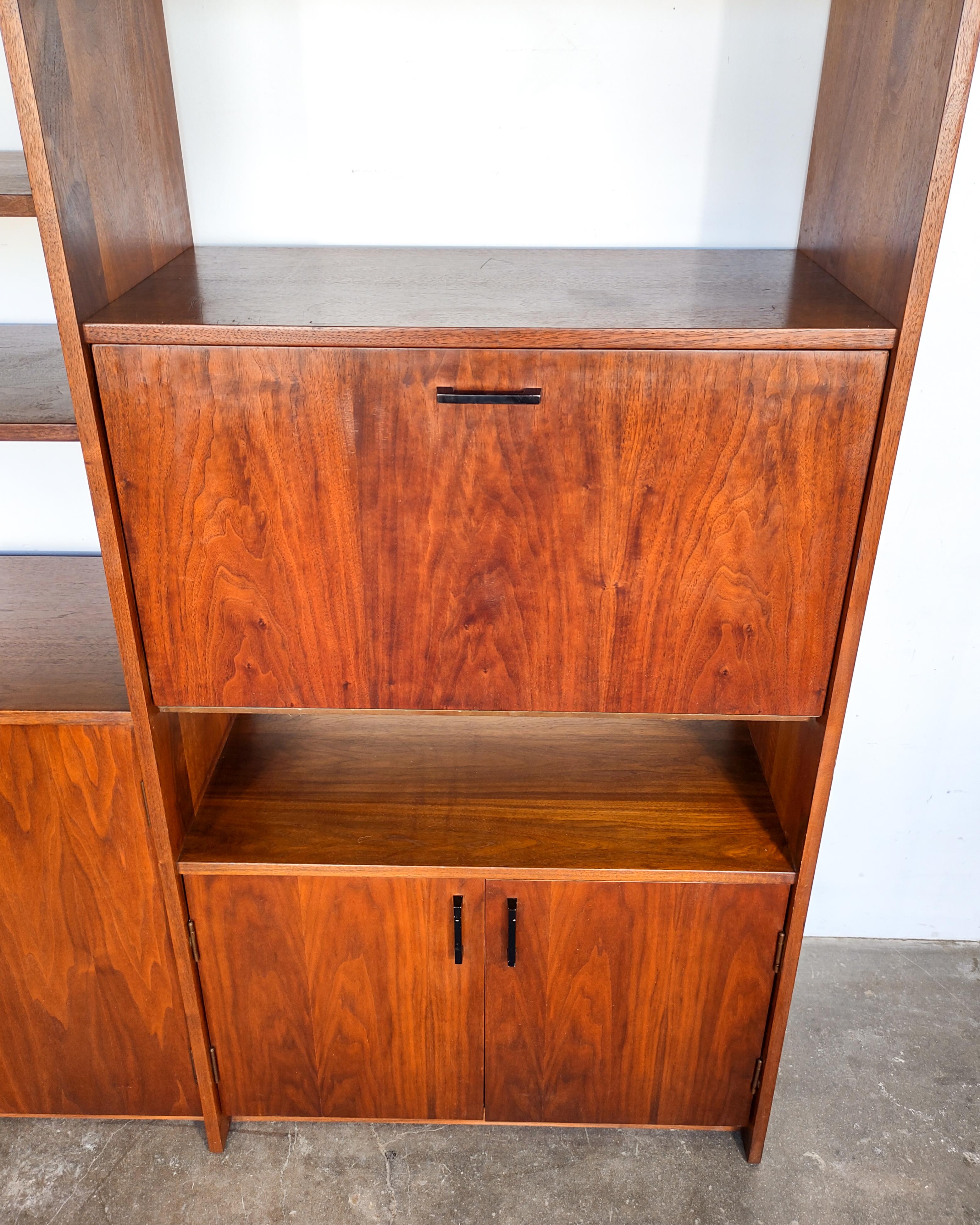 Unknown 1960s Mid-Century Modern Walnut Room Divider / Wall Unit with Drop-Down Desk
