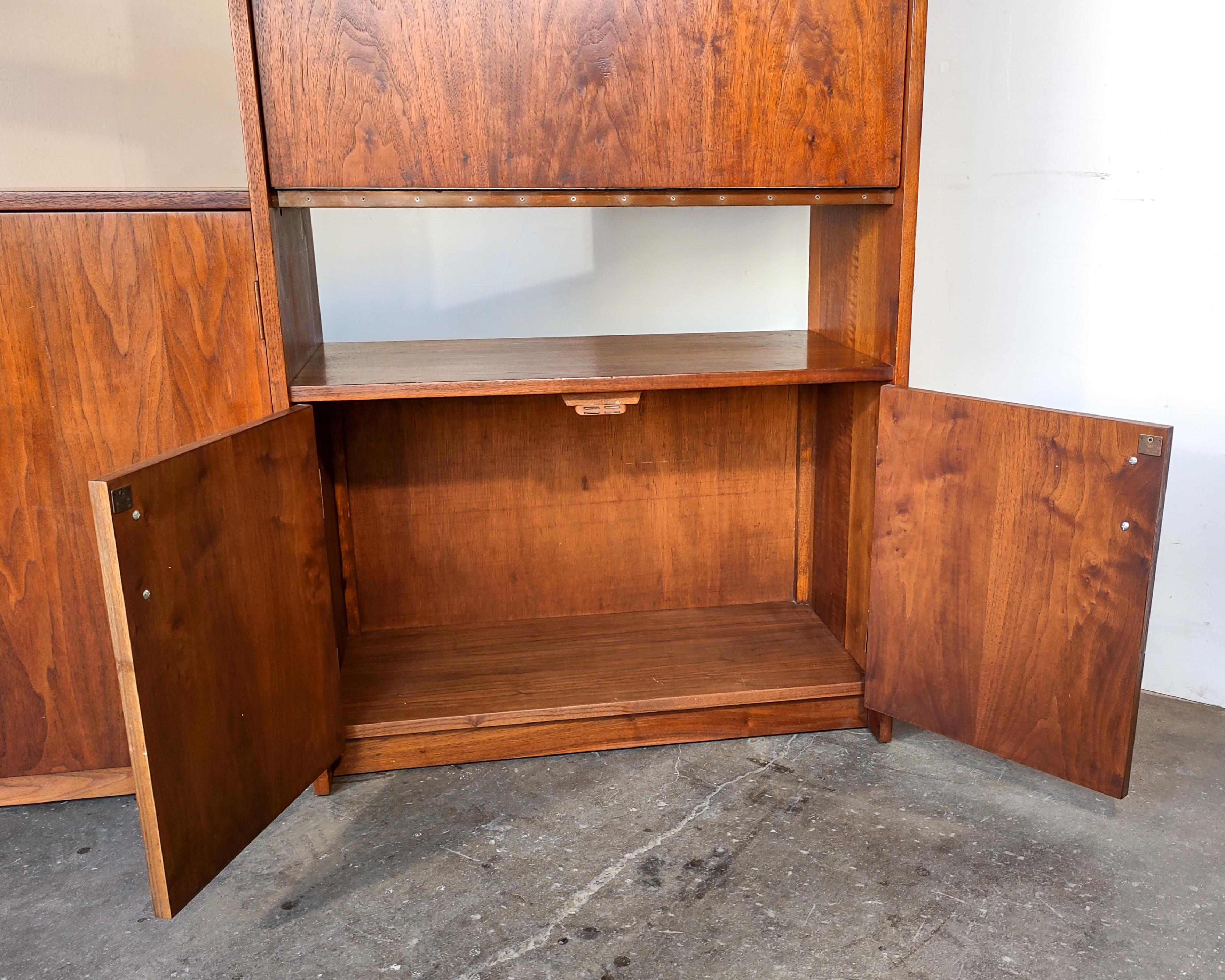 1960s Mid-Century Modern Walnut Room Divider / Wall Unit with Drop-Down Desk 3
