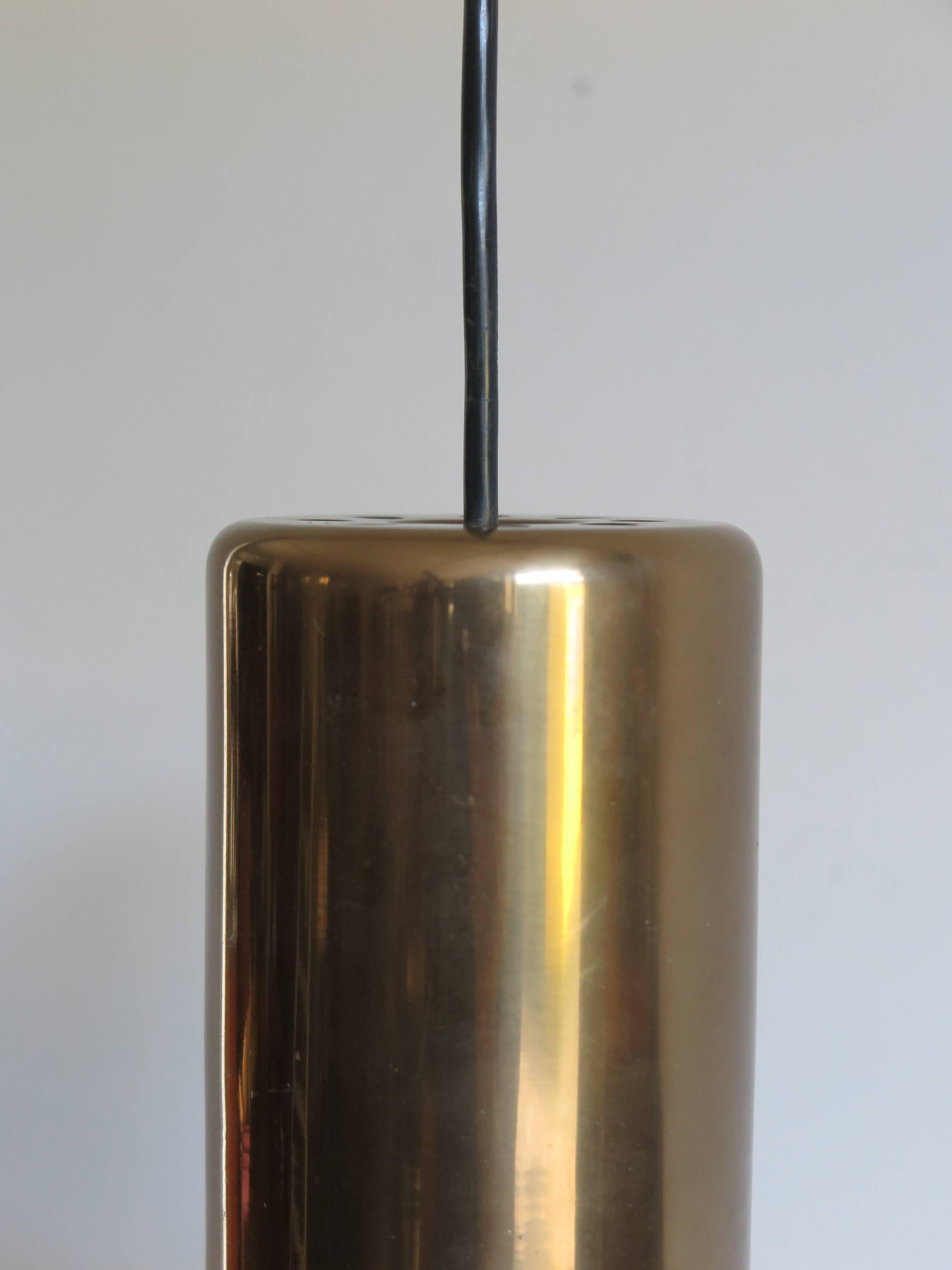 Mid-20th Century 1960s Mid-Century Modern White Glass and Brass Italian Pendant Lamp