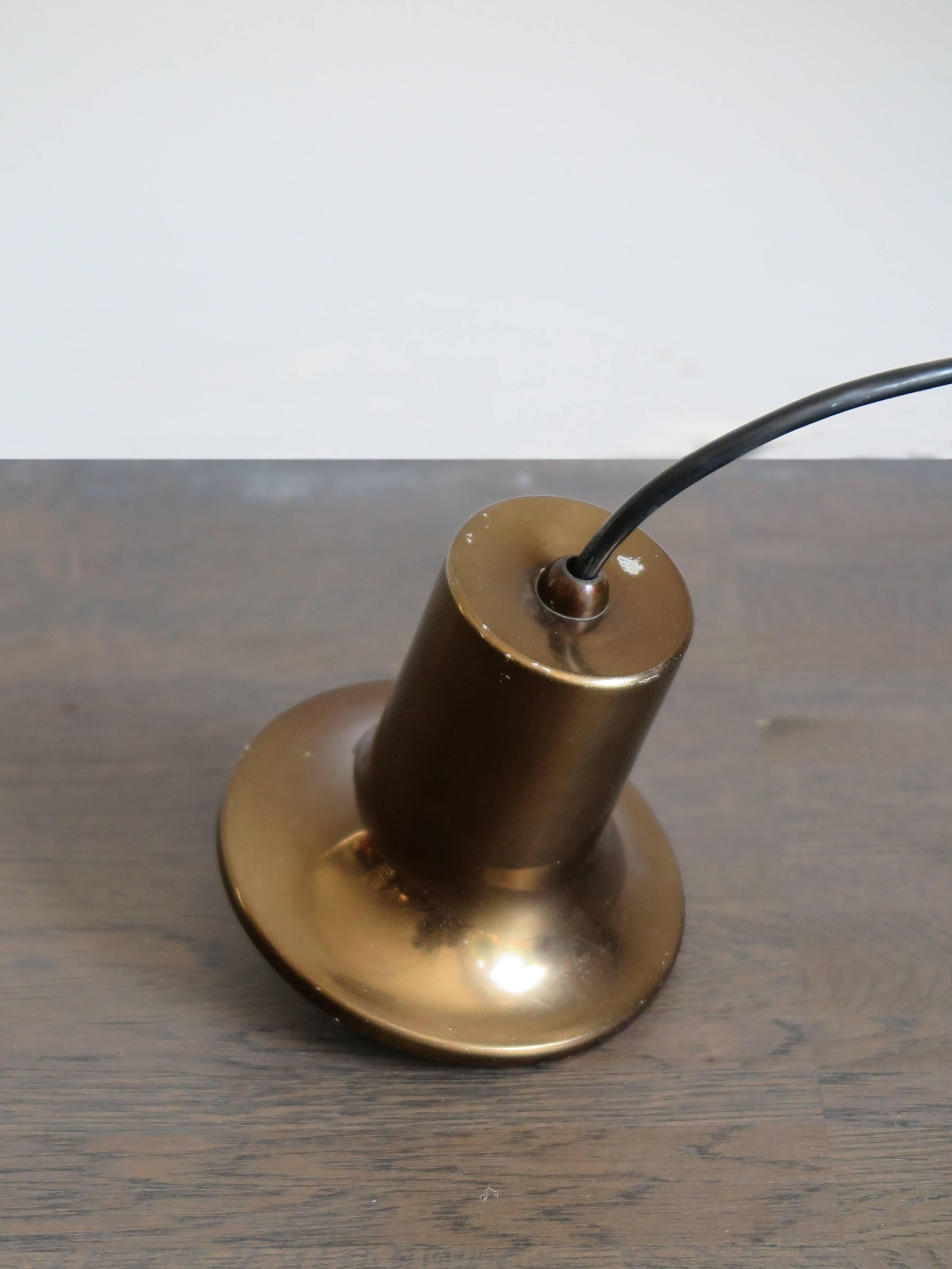 1960s Mid-Century Modern White Glass and Brass Italian Pendant Lamp 3