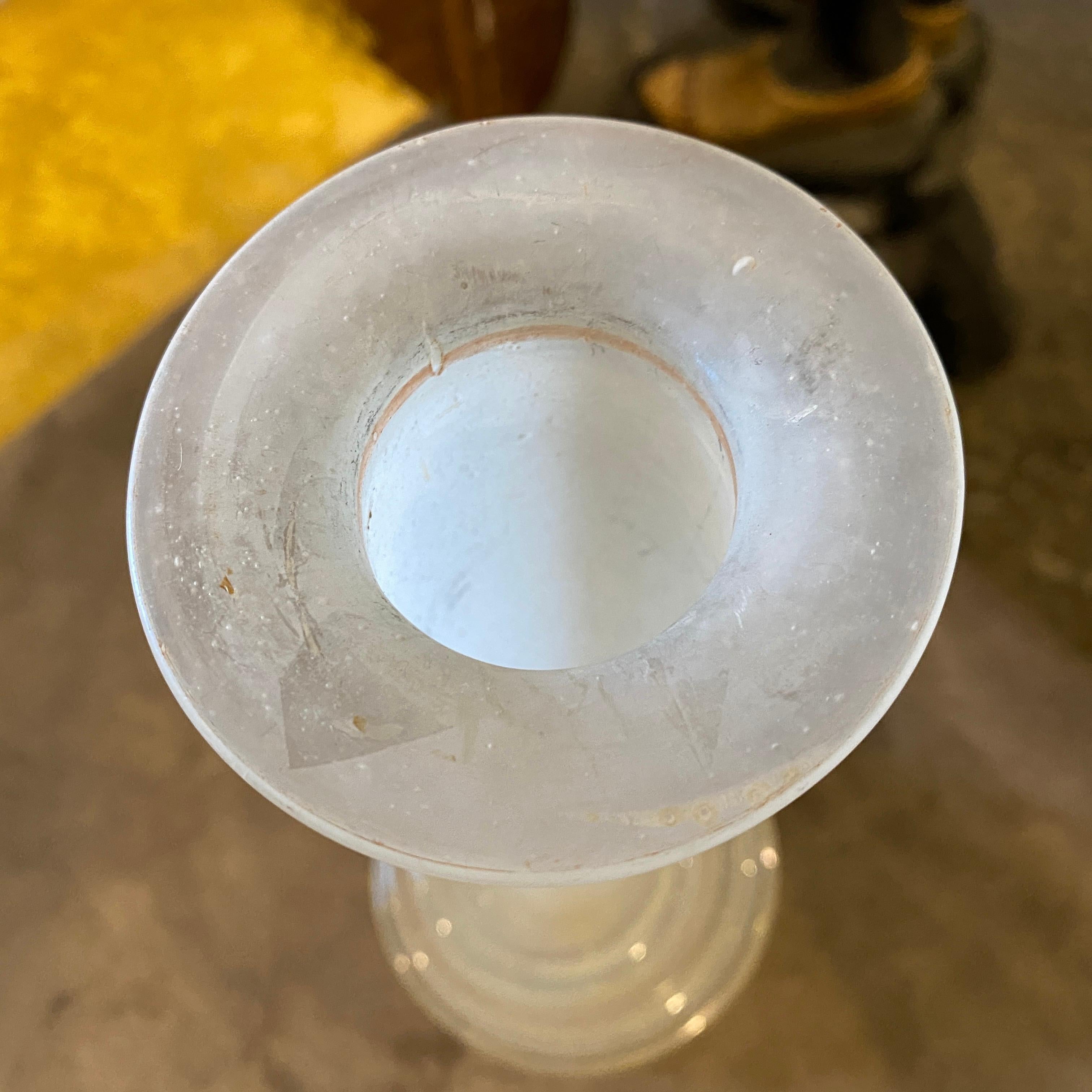20th Century 1960s Cenedese Style Mid-Century Modern White Murano Glass Single Flower Vase