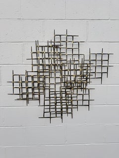 1960er Jahre Mitte des Jahrhunderts Modern William Bowie Brutalistische Nagel Geometrische Wandskulptur