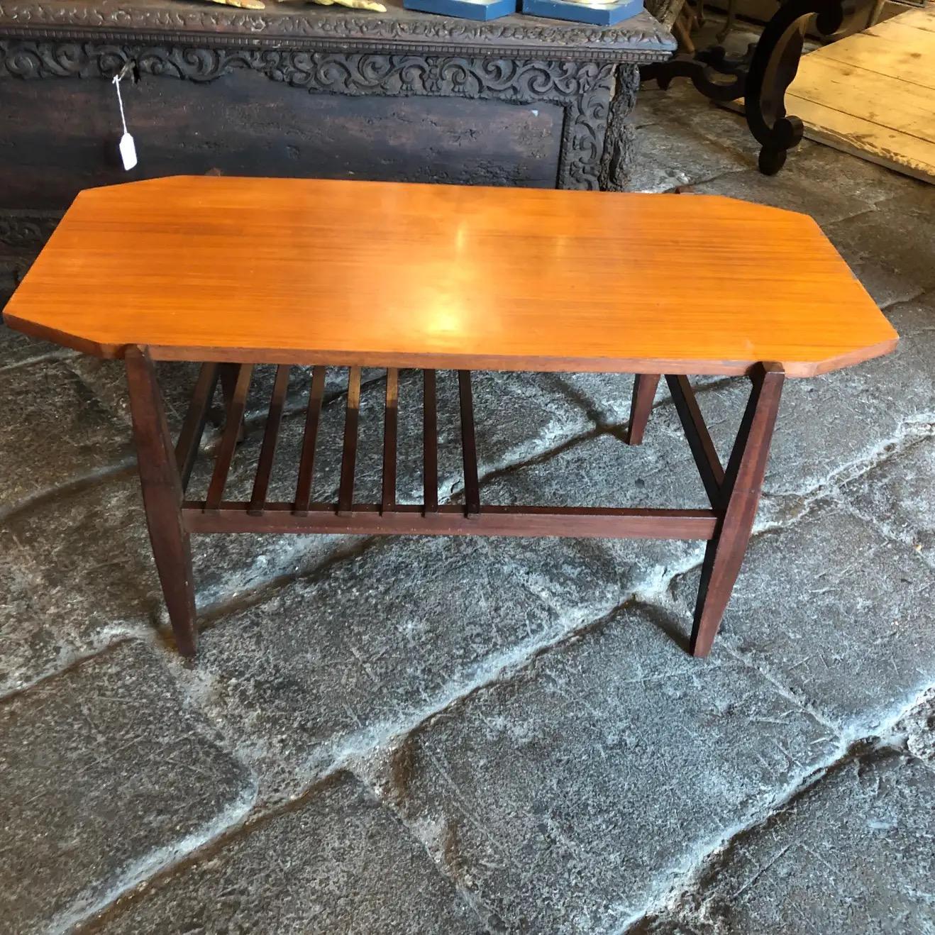 1960s Mid-Century Modern Wood Octagonal Italian Coffee Table 3