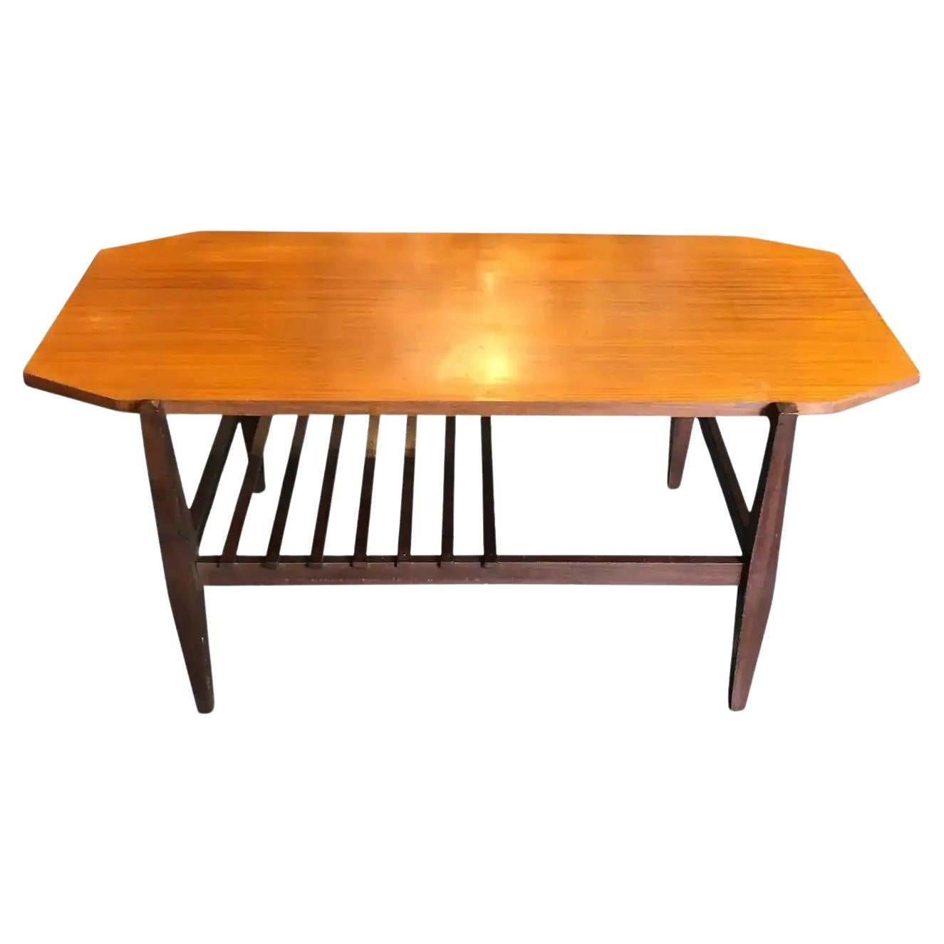 1960s Mid-Century Modern Wood Octagonal Italian Side Table