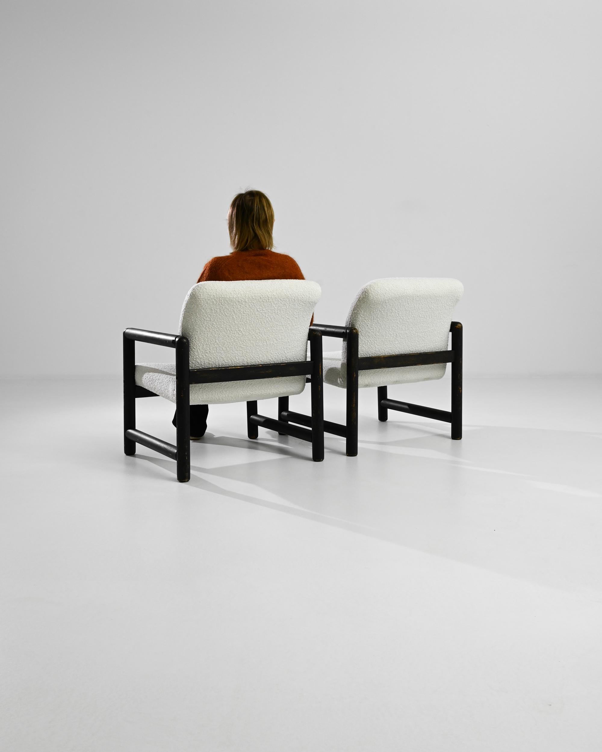 1960s Mid-Century Modern Wooden Armchairs by Ton, a Pair In Good Condition For Sale In High Point, NC