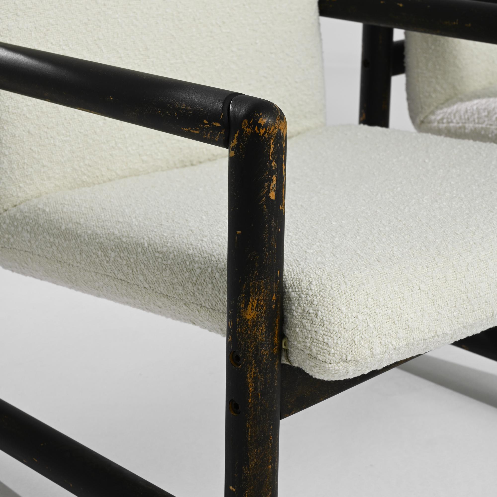 Upholstery 1960s Mid-Century Modern Wooden Armchairs by Ton, a Pair For Sale