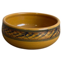 1960s Mid-Century Modern Yellow Lillerod Lervarefabrik Danish Ceramic Bowl