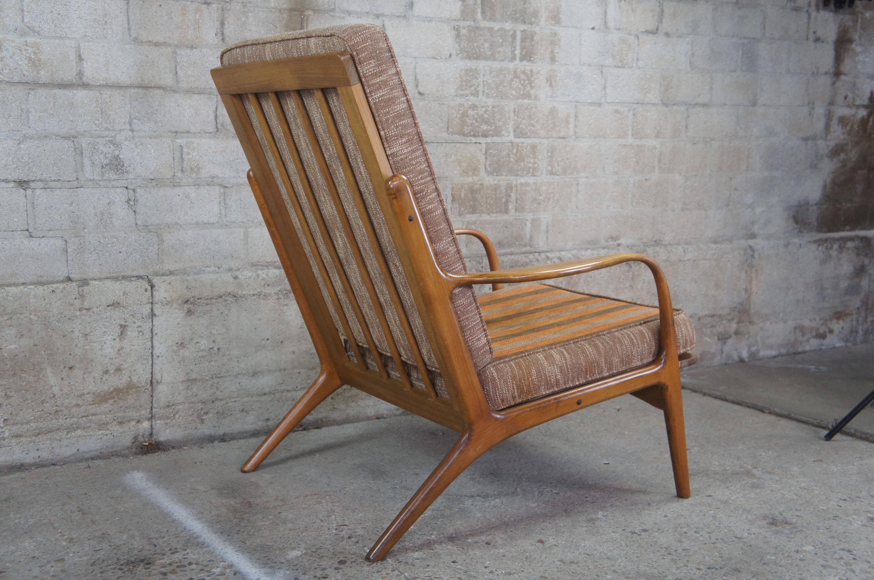Scandinavian Modern 1960s Mid-Century Modern Yugoslavian Walnut Club Arm Library Lounge Chair MCM