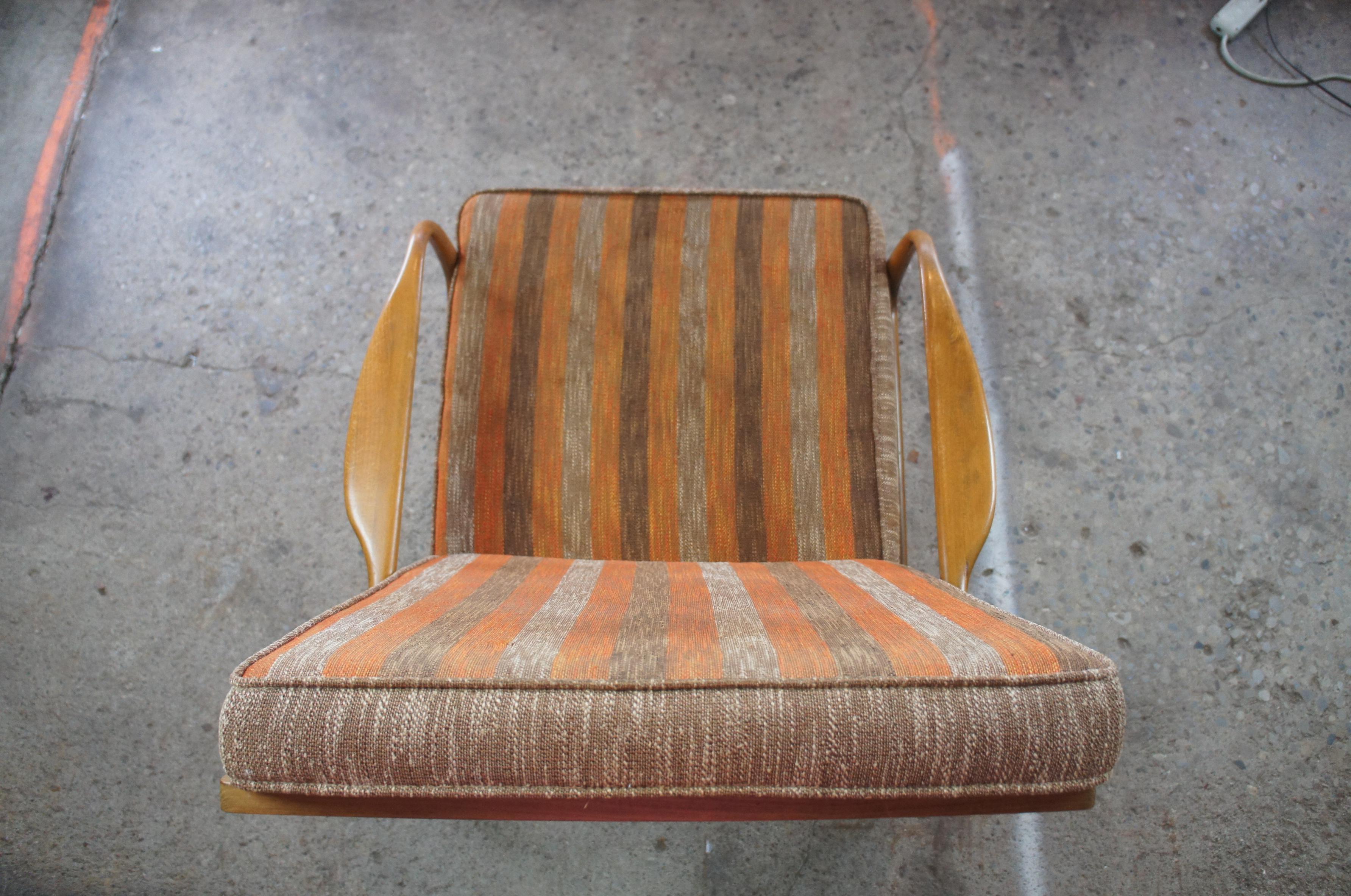 Upholstery 1960s Mid-Century Modern Yugoslavian Walnut Club Arm Library Lounge Chair MCM