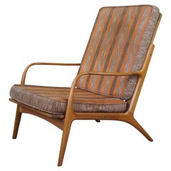 1960s Mid-Century Modern Yugoslavian Walnut Club Arm Library Lounge Chair MCM