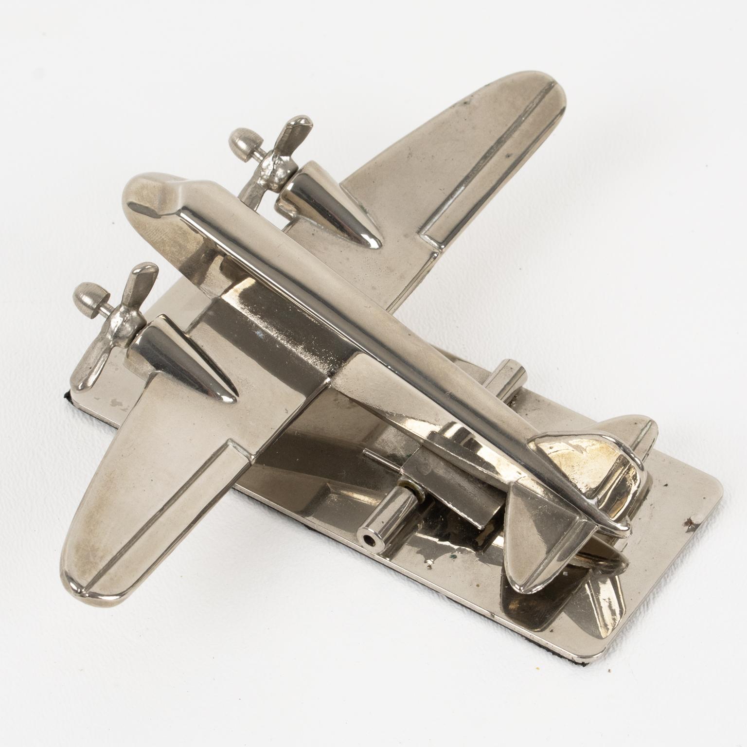 1960s Mid-Century Modernist Chrome Airplane Model Paper Clip 2