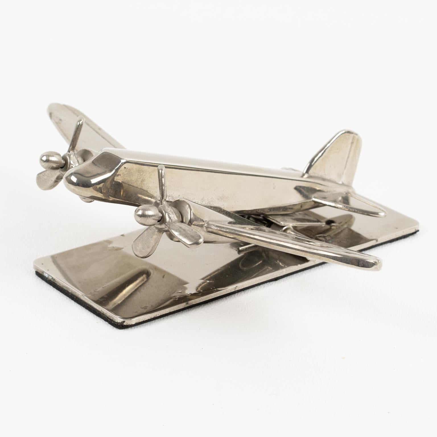 1960s Mid-Century Modernist Chrome Airplane Model Paper Clip In Good Condition In Atlanta, GA